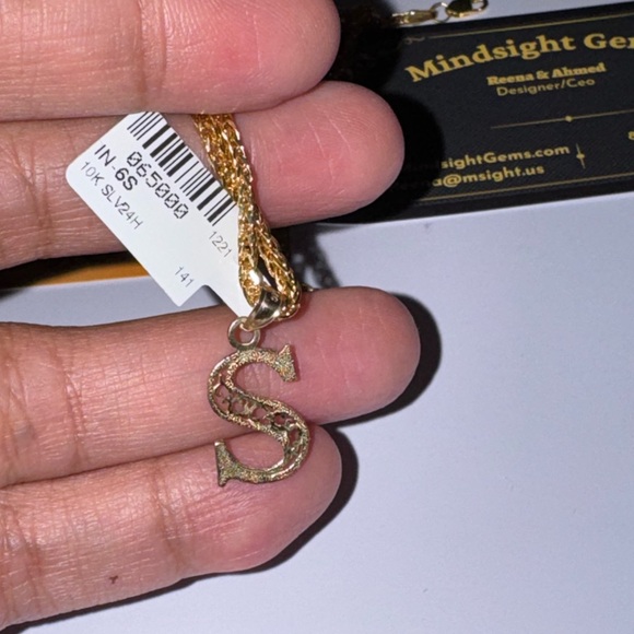 Jewelry - 10K Solid Yellow Gold “S” Initial Diamond-Cut Pendant, FREE APPRAISAL Included